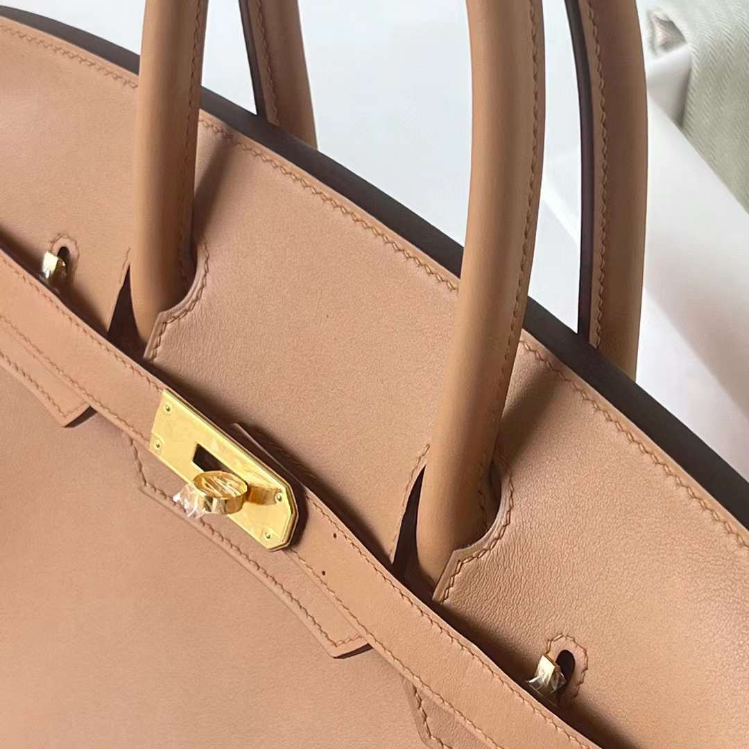Hermès（爱马仕）Birkin 铂金包 Swift 0M 奶茶色 金扣 30cm 全手工蜡线缝 Ghw