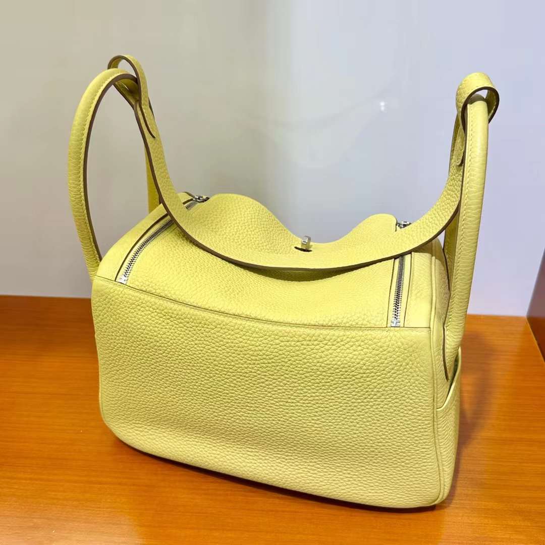Hermès（爱马仕）Lindy 琳迪包 Clemence 原TC大牛皮 1Z 小鸡黄 银扣 26cm 全手工蜡线缝 Phw