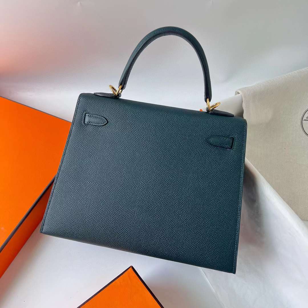 Hermès（爱马仕） Kelly 凯莉包 Epsom 6O 松柏绿 金扣 25cm 全手工蜡线缝 Ghw