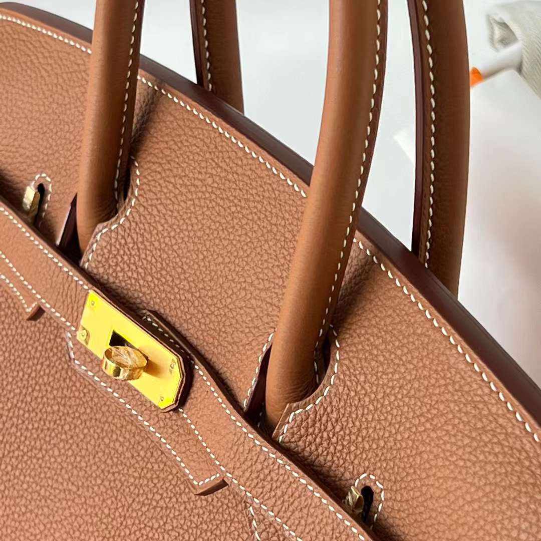 Hermès（爱马仕）Birkin 铂金包 Togo Ck37 金棕色 金扣 30cm 全手工蜡线缝 Ghw