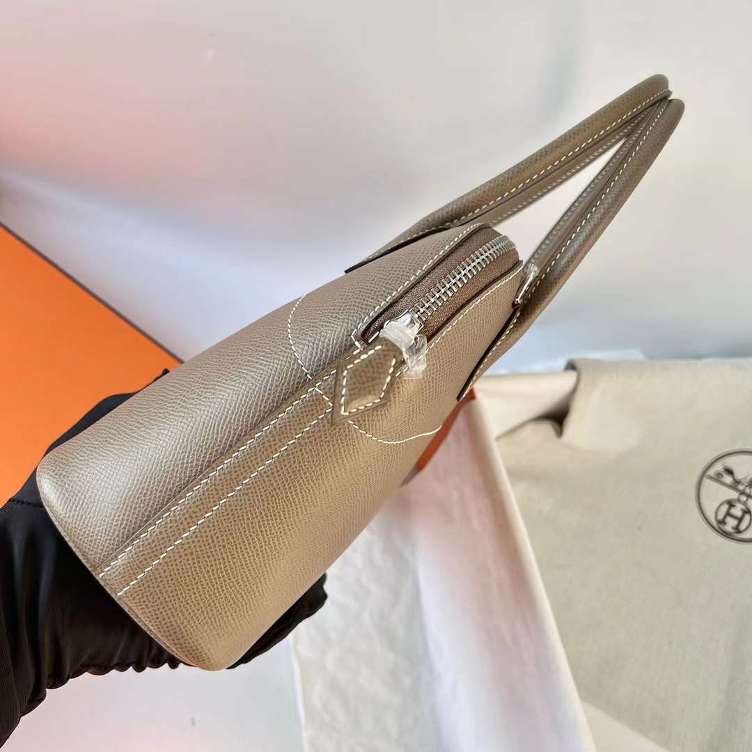 Hermès（爱马仕）Bolide 保龄球包 Epsom Ck18 大象灰 银扣 25cm 全手工蜡线缝 Phw