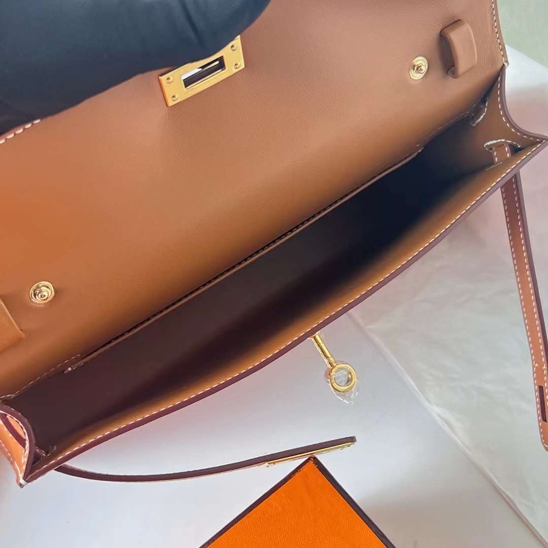 Hermès（爱马仕）Kelly elan Madame Ck37 金棕色 金扣 27cm 全手工蜡线缝 Ghw