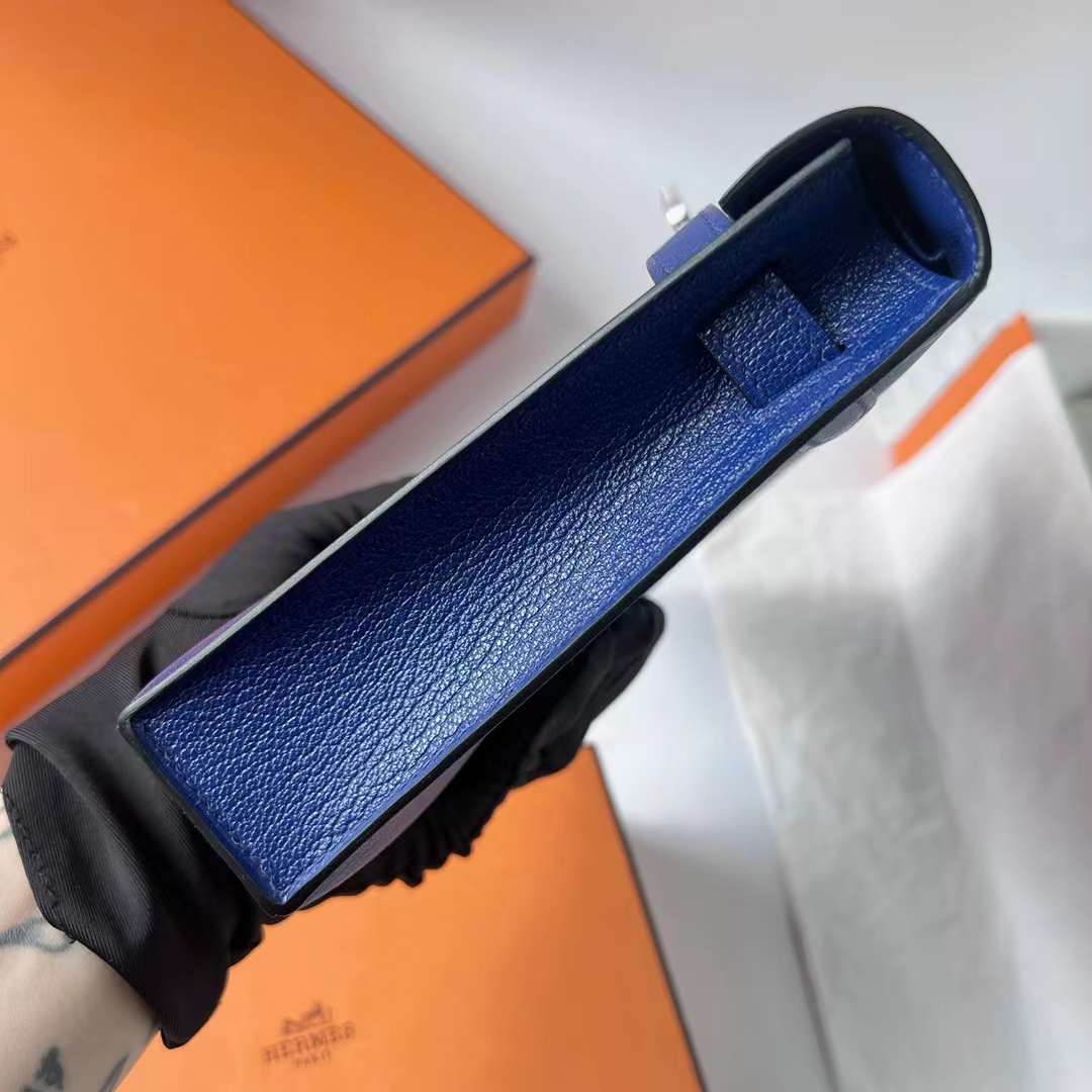 Hermès（爱马仕）Kelly elan Chevre 进口山羊皮 Ck73 宝石蓝 银扣 27cm 全手工蜡线缝 Phw