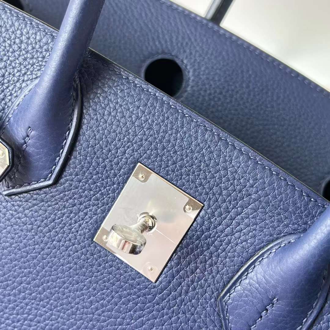 Hermès（爱马仕）Birkin 铂金包 Togo Ck73 宝石蓝 银扣 30cm 全手工蜡线缝 Phw