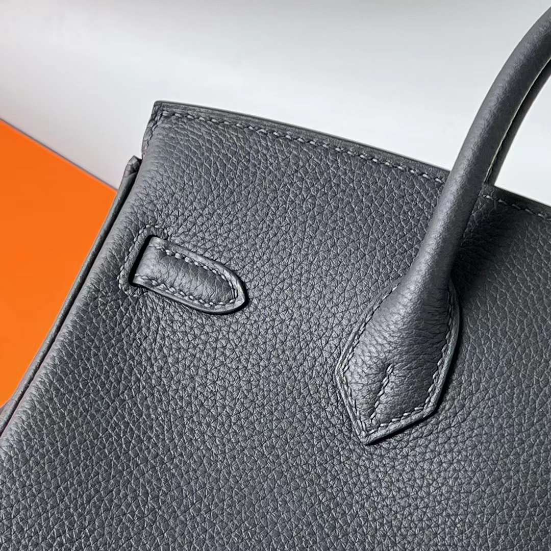 Hermès（爱马仕）Birkin 铂金包 Togo皮 顶级小牛皮 Ck88 石墨灰 金扣 25cm 全手工蜡线缝 Ghw