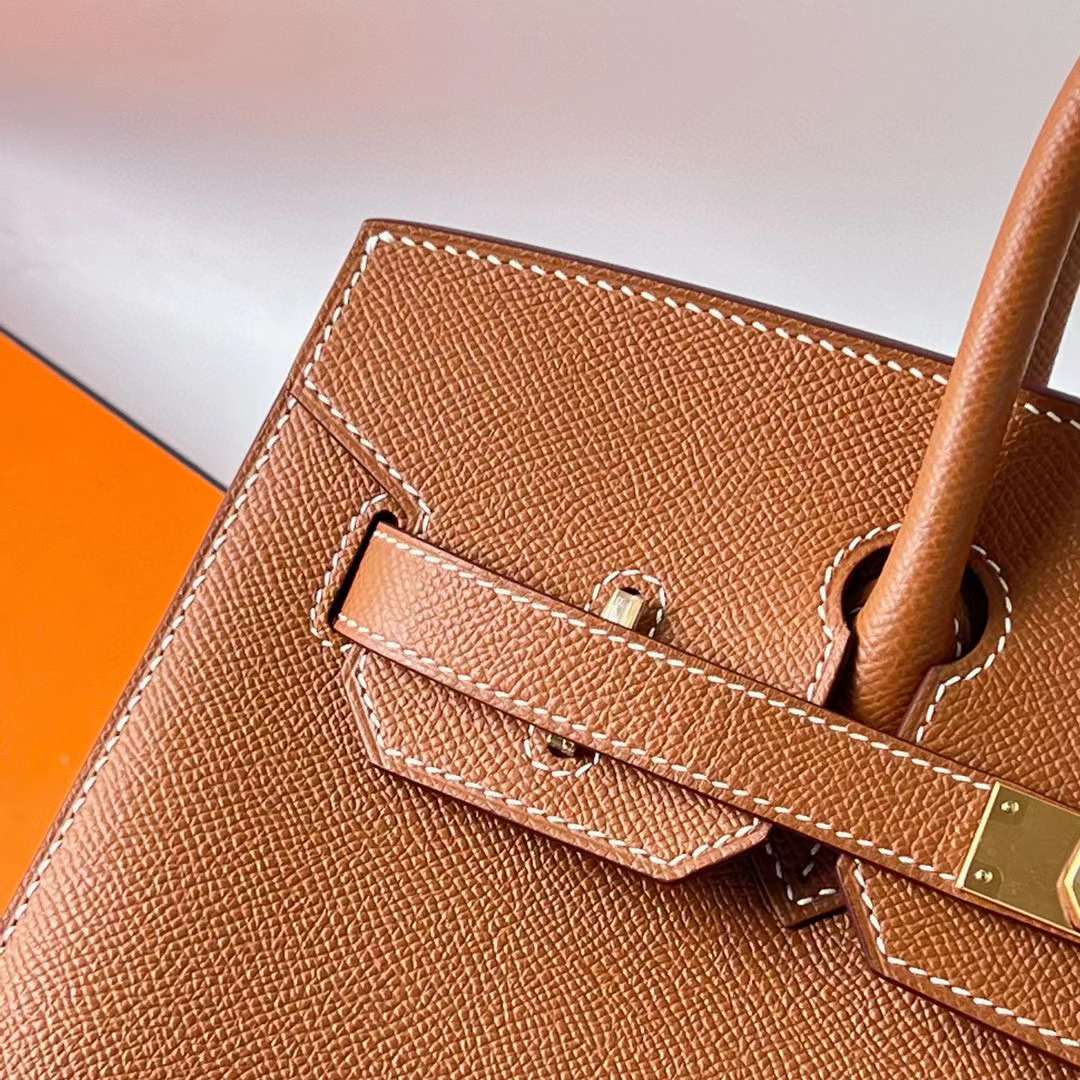 Hermès（爱马仕）Birkin 铂金包 Sellier Epsom Ck37 金棕色 金扣 30cm 全手工蜡线缝 Ghw