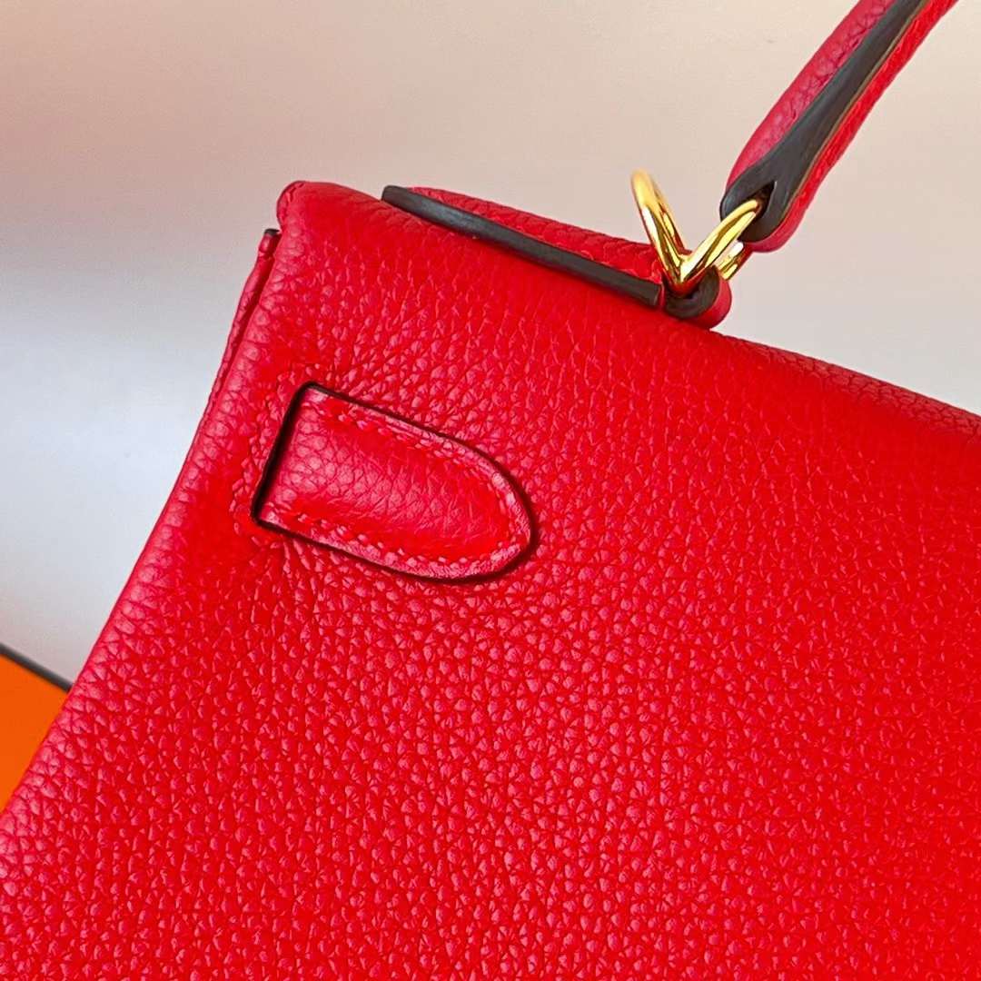 Hermès（爱马仕）Kelly 凯莉包 Togo皮 S3 心红色 金扣 25cm 全手工蜡线缝 Ghw
