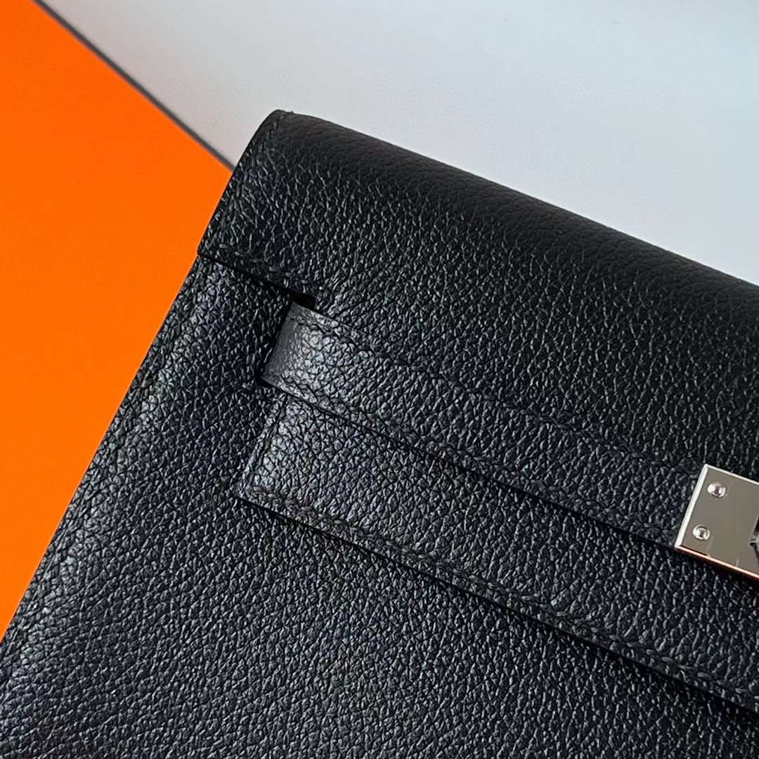 Hermès（爱马仕） Kelly danse 跳舞包 Evercolor Ck89 黑色 银扣 22cm 全手工蜡线缝 Phw