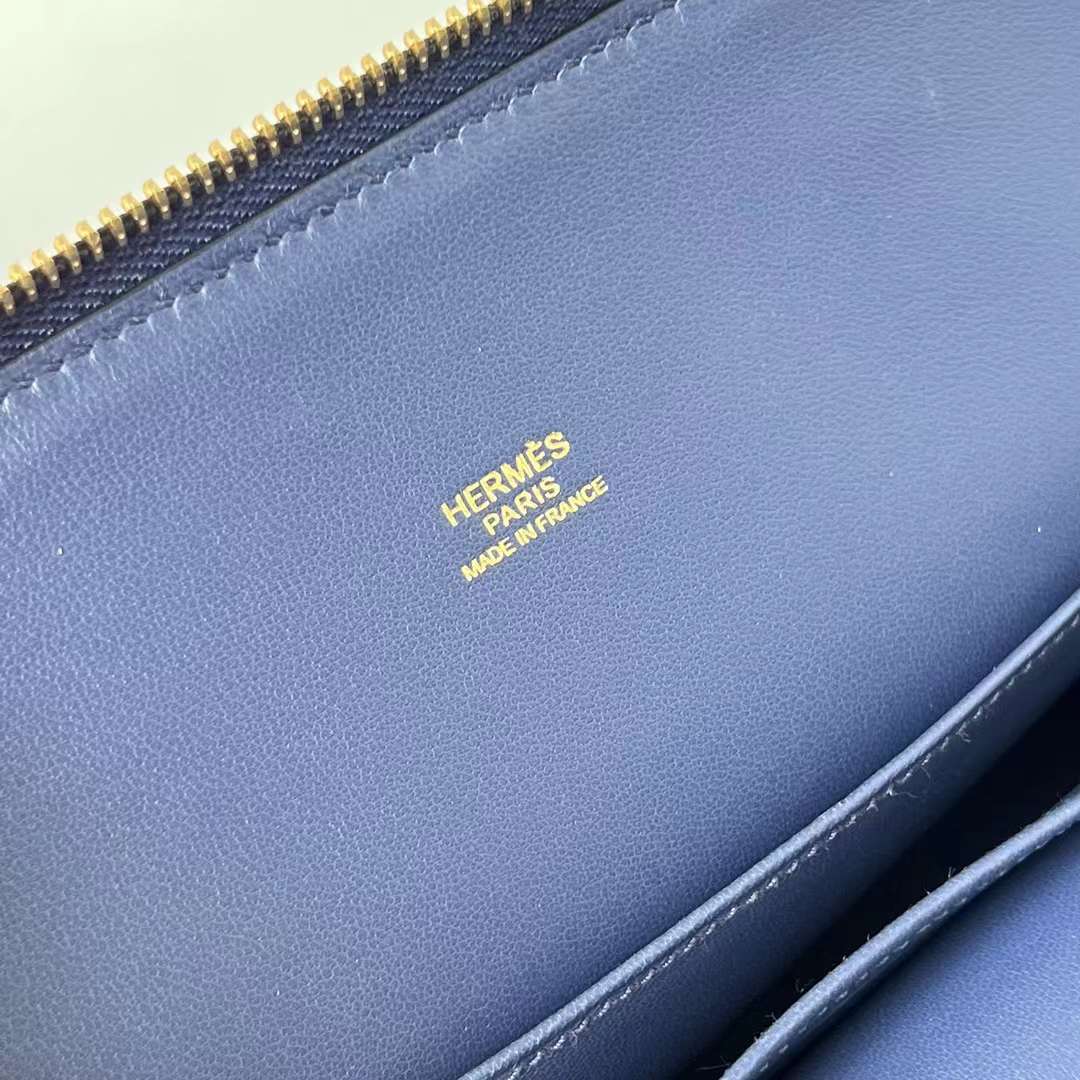 Hermès（爱马仕）Bolide 保龄球包 Evercolor Ck73 宝石蓝 金扣 25cm 全手工蜡线缝 ghw