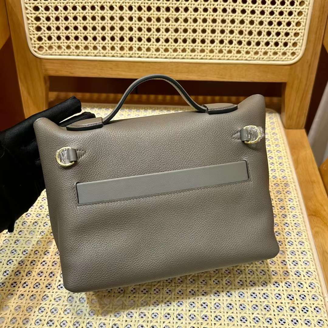 Hermès（爱马仕）Mini kelly 2424 Evercolor & Swift 8F 锡器灰 金扣 21cm 全手工蜡线缝 Ghw