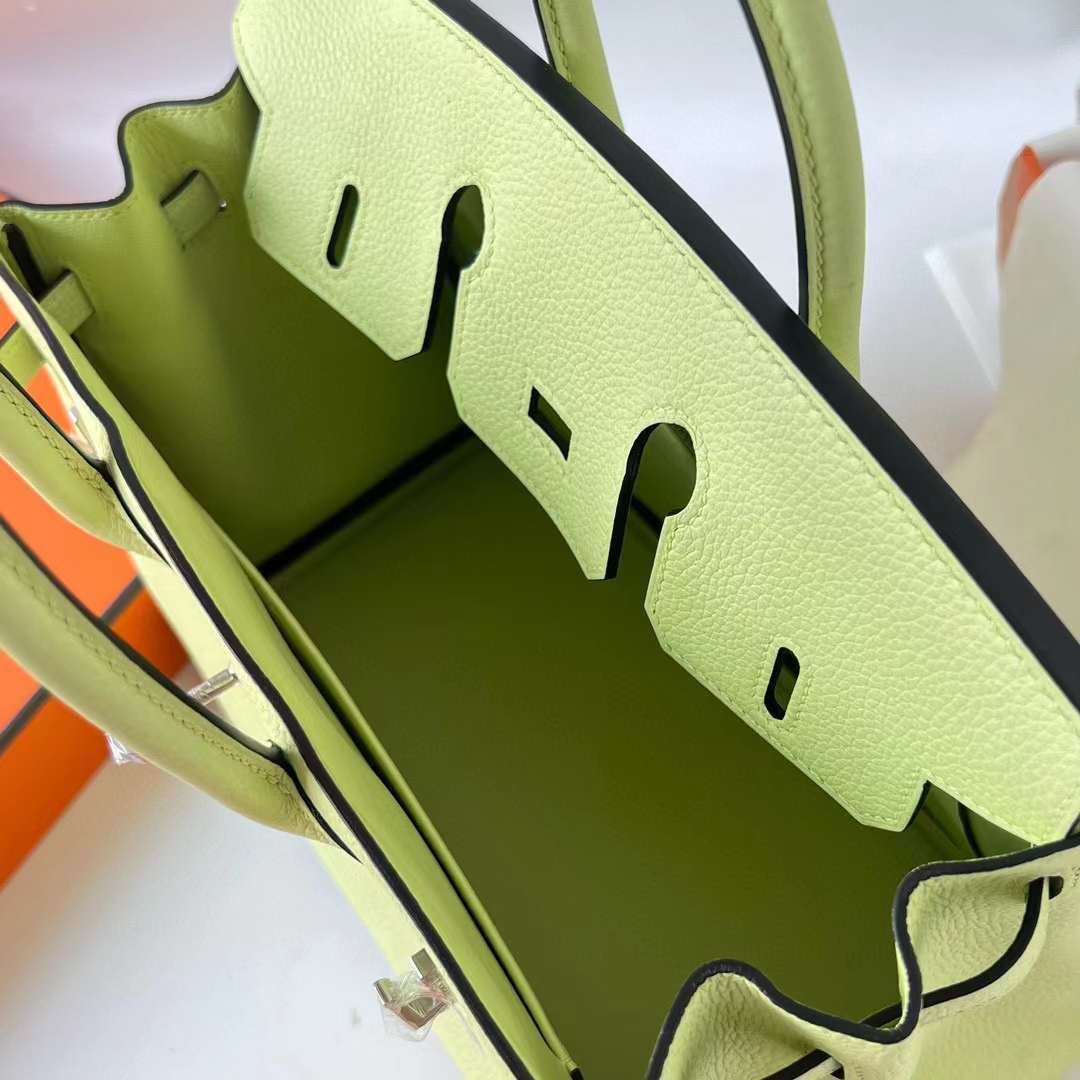 Hermès（爱马仕）Birkin 铂金包 Togo皮 Y6 艾酒绿 银扣 25cm 全手工蜡线缝 Phw