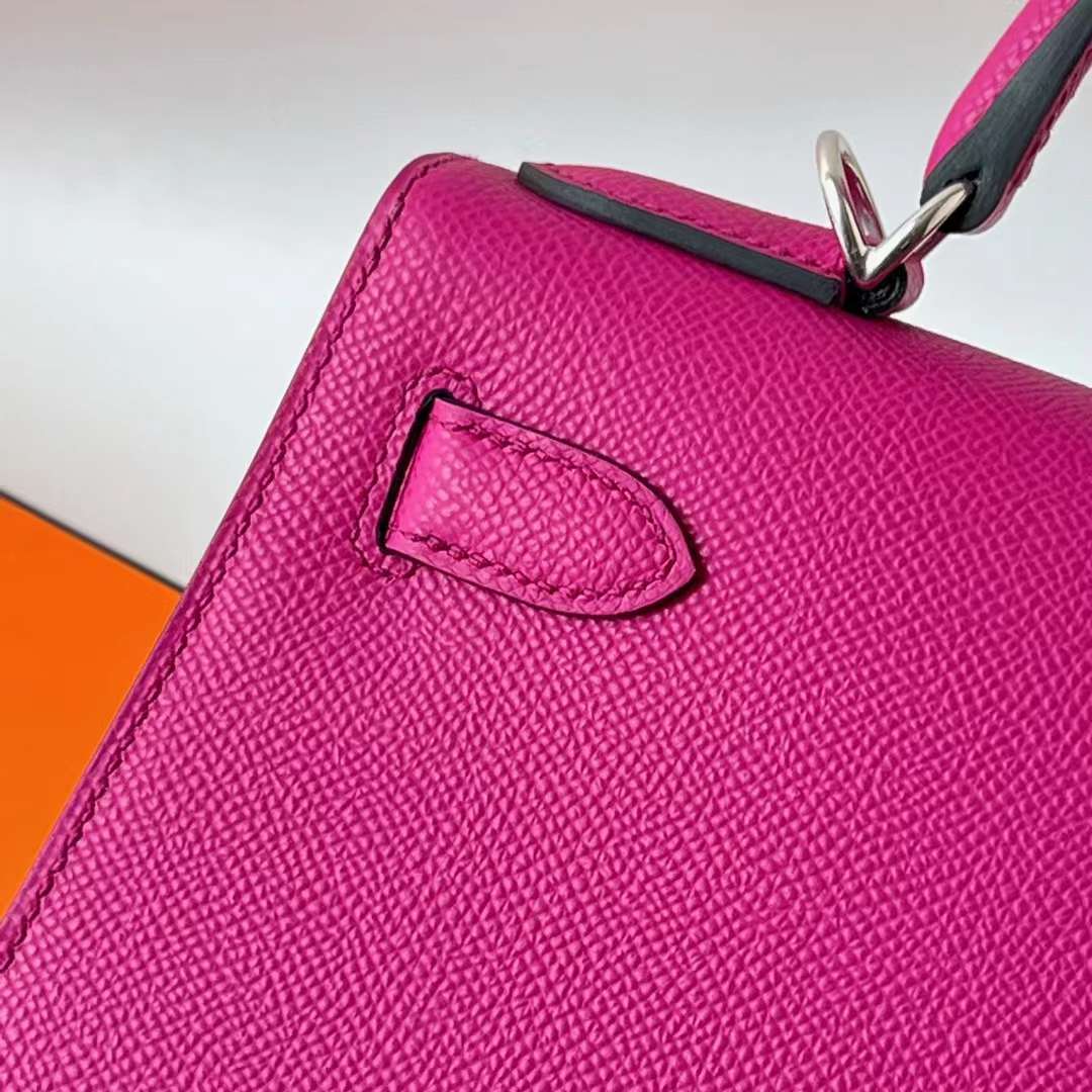 Hermès（爱马仕）Kelly 凯莉包 Epsom L3 玫瑰紫 银扣 28cm 全手工蜡线缝 Phw