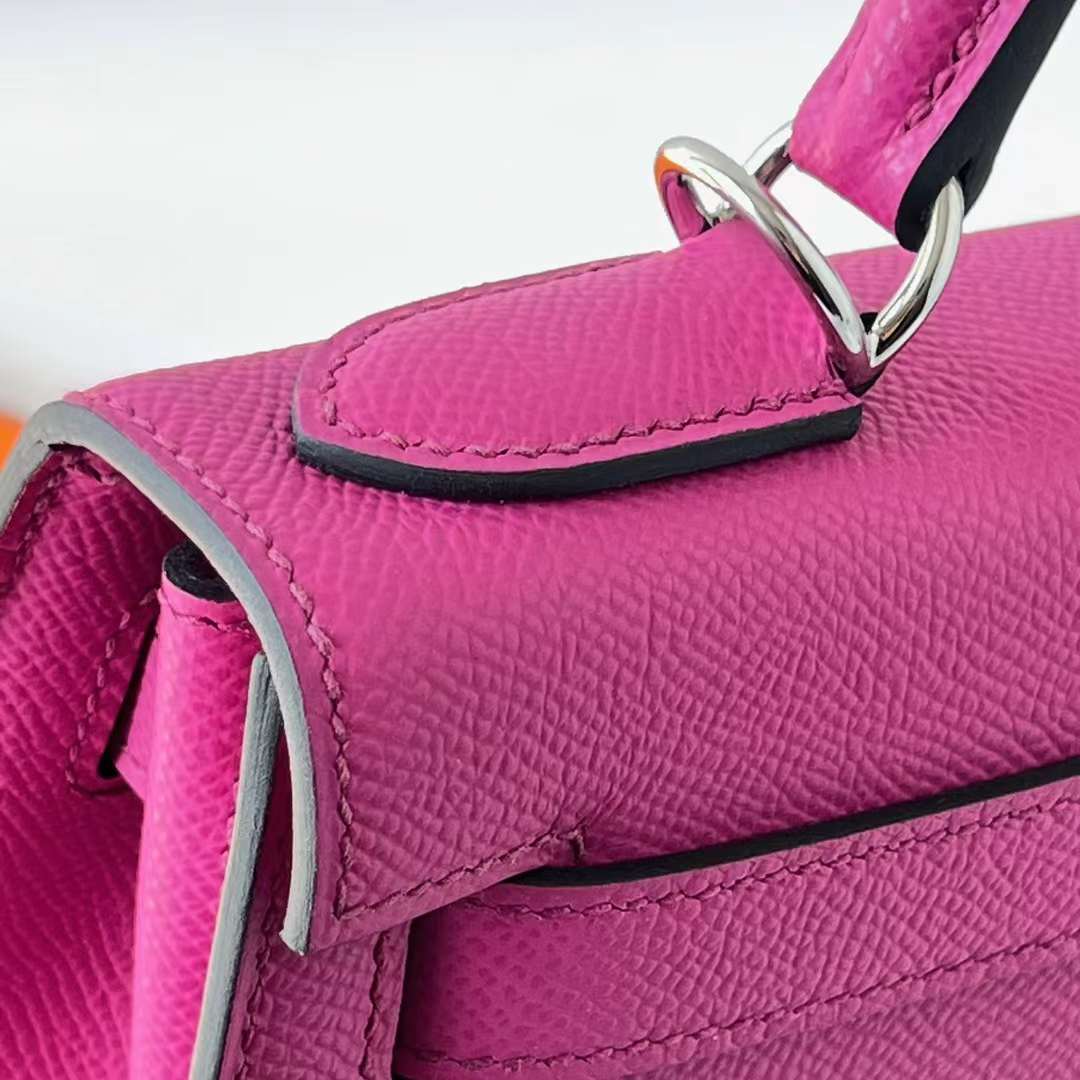 Hermès（爱马仕）Kelly 凯莉包 Epsom L3 玫瑰紫 银扣 28cm 全手工蜡线缝 Phw