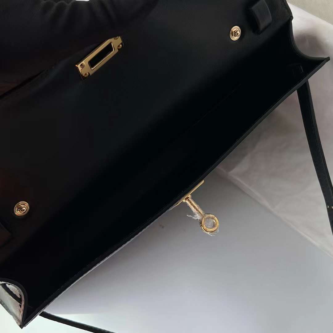 Hermès（爱马仕）Kelly elan Madame Ck89 黑色 金扣 27cm 全手工蜡线缝 Ghw