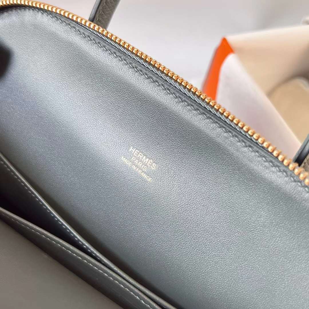 Hermès（爱马仕）Bolide 保龄球包 Epsom Y7 飓风蓝 金扣 25cm 全手工蜡线缝 Ghw