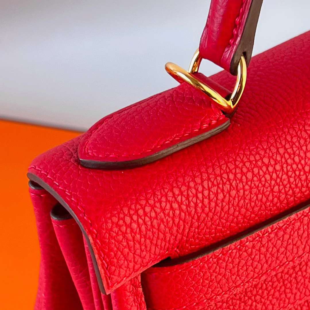 Hermès（爱马仕）Kelly 凯莉包 Togo皮 进口小牛皮 S3 心红色 金扣 28cm 全手工蜡线缝 Ghw