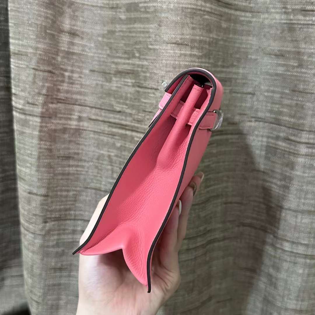Hermès（爱马仕） Kelly danse 跳舞包 Evercolor 8W 新唇膏粉 银扣 22cm 全手工蜡线缝 Phw