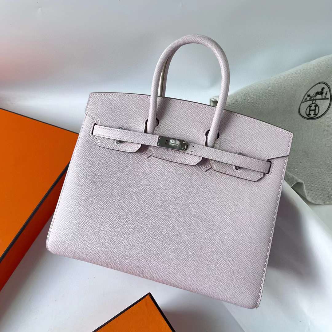 Hermès（爱马仕）Birkin 铂金包 Sellier Epsom 09 梦幻粉紫 银扣 25cm 全手工蜡线缝 Phw