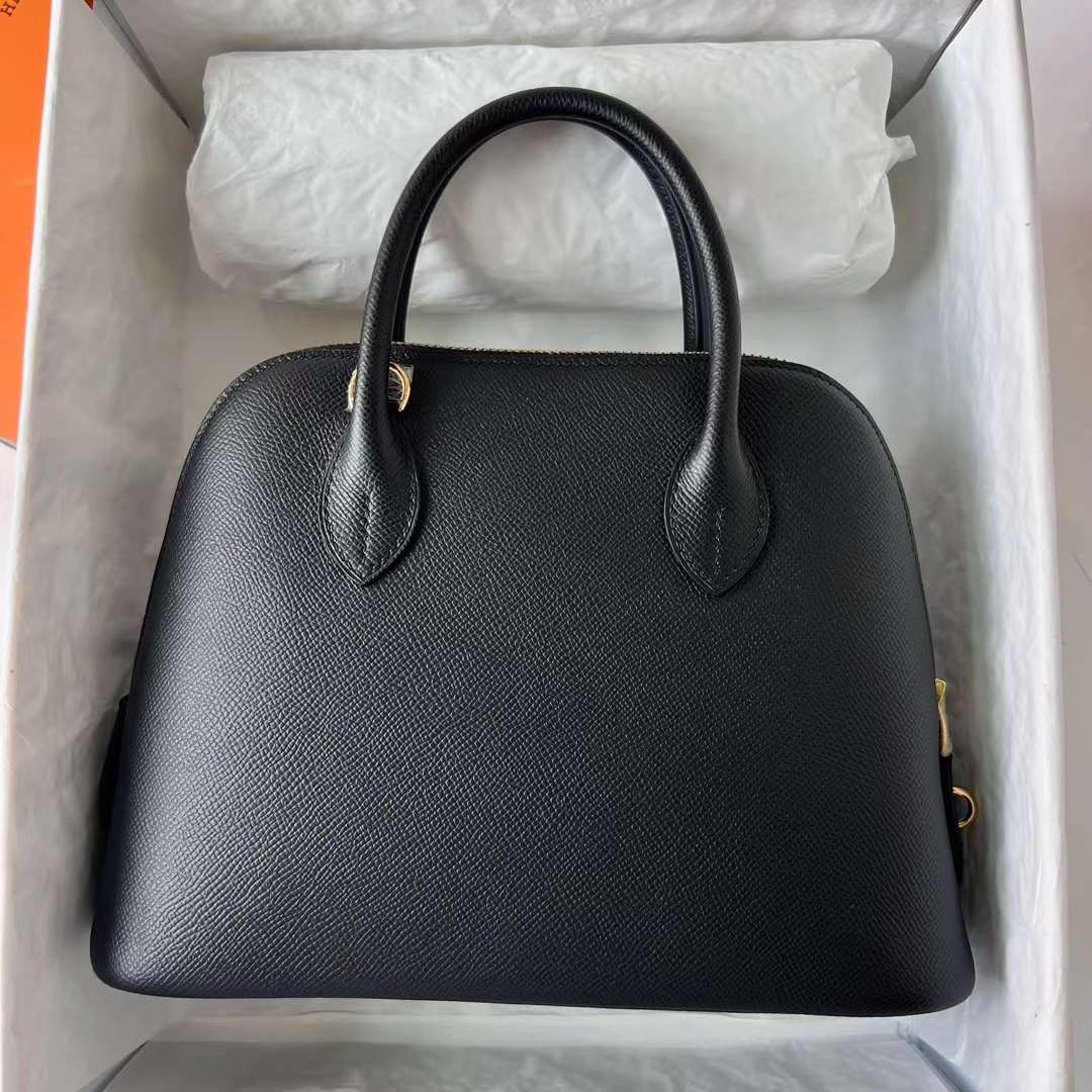 Hermès（爱马仕）Bolide 保龄球包 Epsom ck89 黑色 金扣 25cm 全手工蜡线缝 Ghw