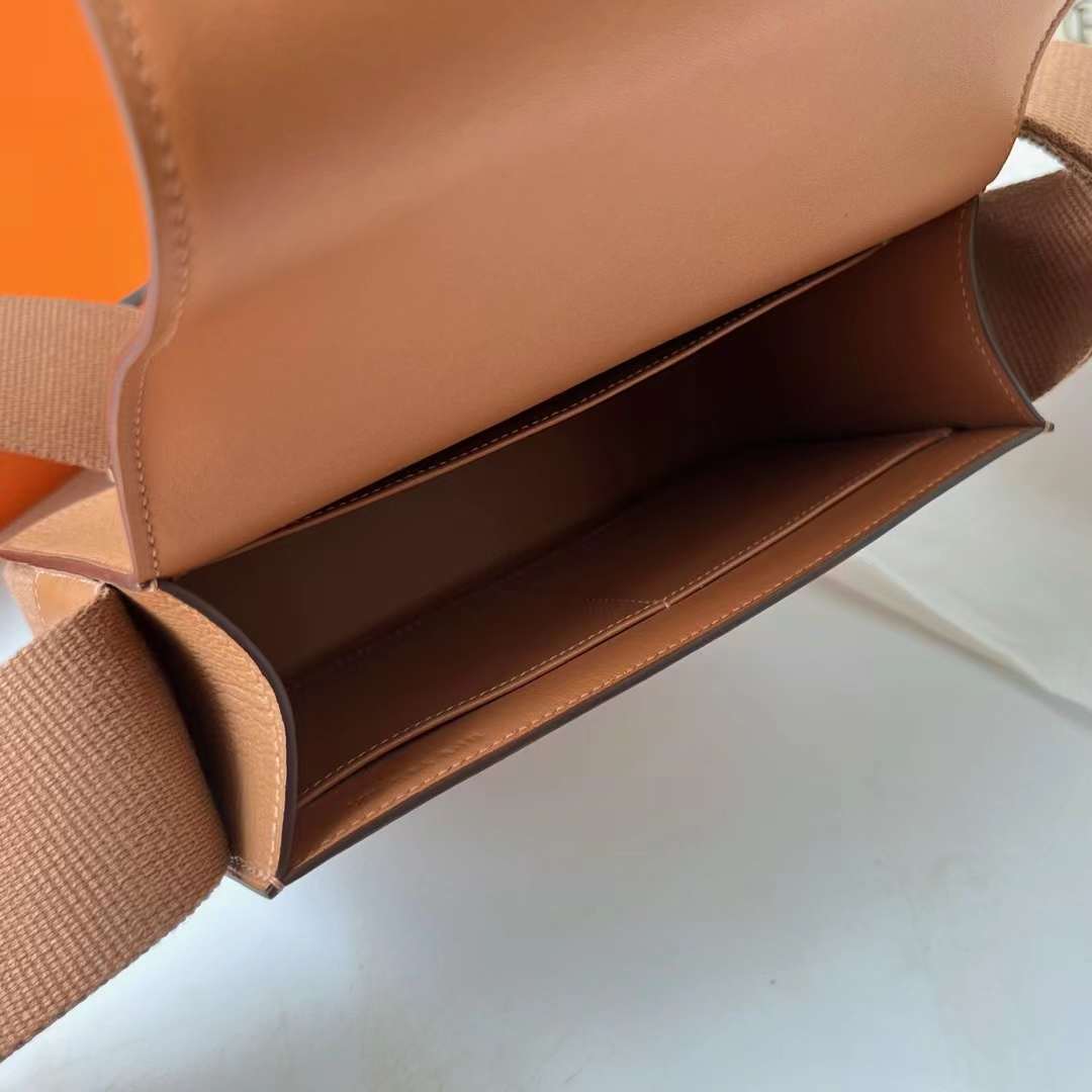 Hermès（爱马仕）Geta 木屐包 Chevre 进口山羊皮 2J 雀木色 金扣 20cm 全手工蜡线缝 Ghw