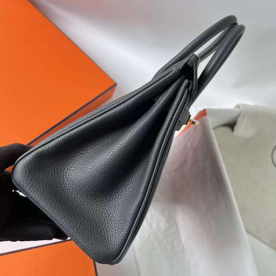 Hermès（爱马仕）Birkin 铂金包 Togo皮 顶级小牛皮 Ck88 石墨灰 金扣 25cm 全手工蜡线缝 Ghw