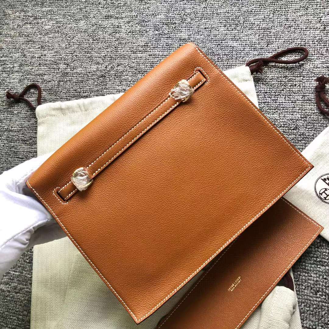 Hermès（爱马仕） Kelly danse 跳舞包 Evercolor Ck37 金棕色 金扣 22cm 全手工蜡线缝 Ghw