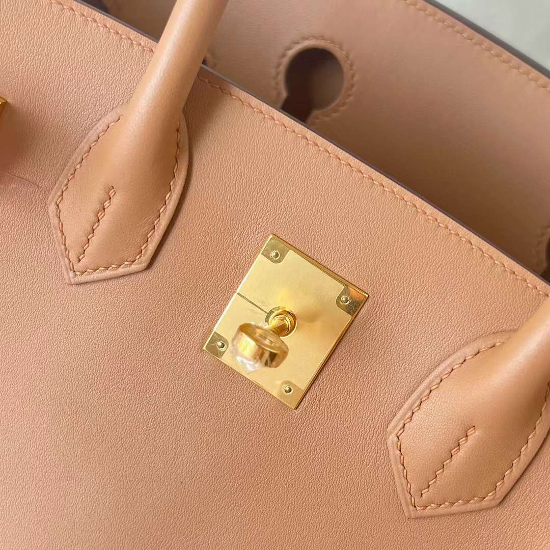 Hermès（爱马仕）Birkin 铂金包 Swift 0M 奶茶色 金扣 30cm 全手工蜡线缝 Ghw