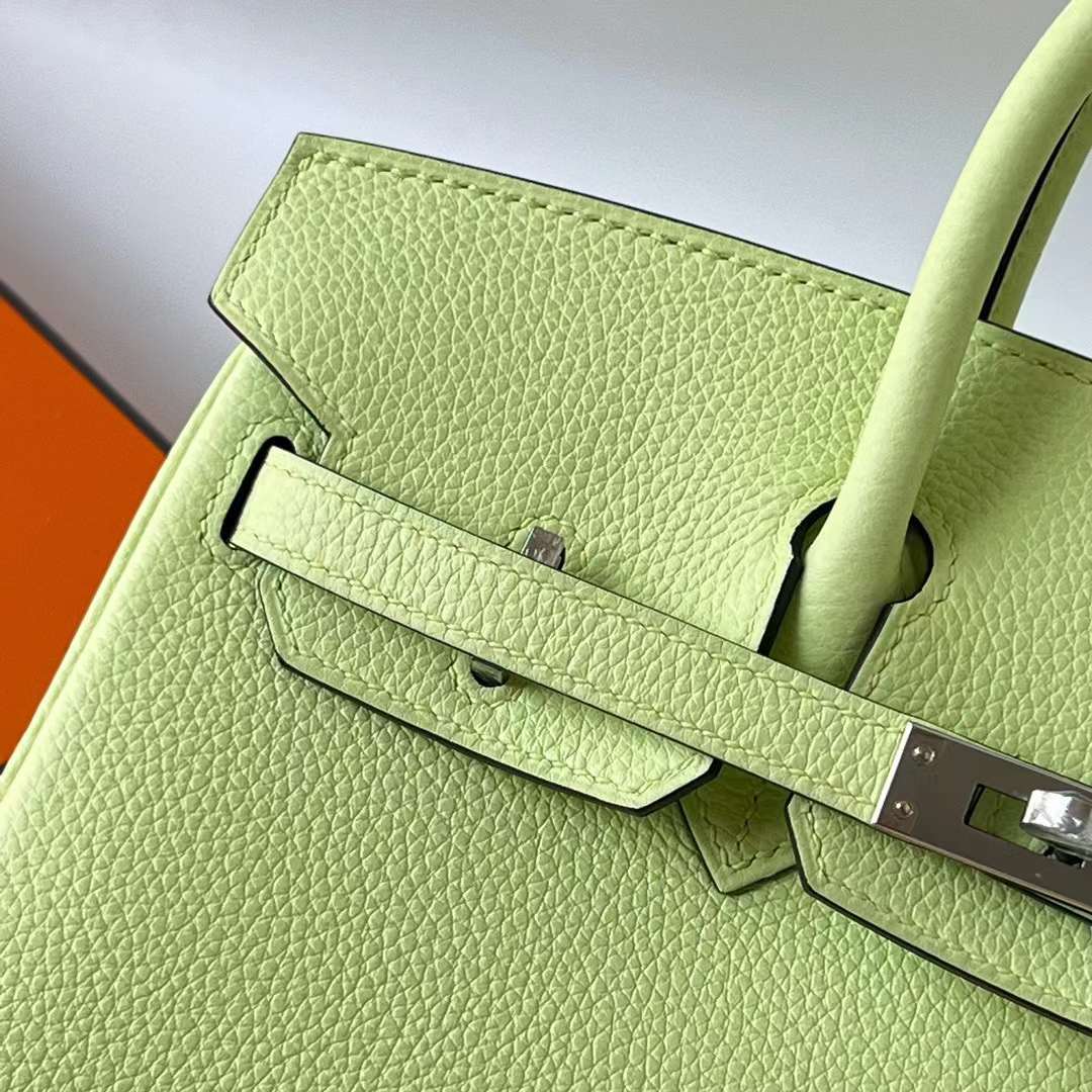 Hermès（爱马仕）Birkin 铂金包 Togo皮 Y6 艾酒绿 银扣 25cm 全手工蜡线缝 Phw
