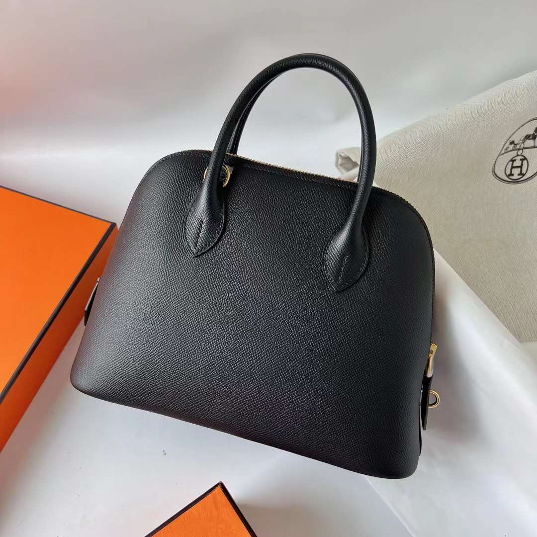 Hermès（爱马仕）Bolide 保龄球包 Epsom ck89 黑色 金扣 25cm 全手工蜡线缝 Ghw