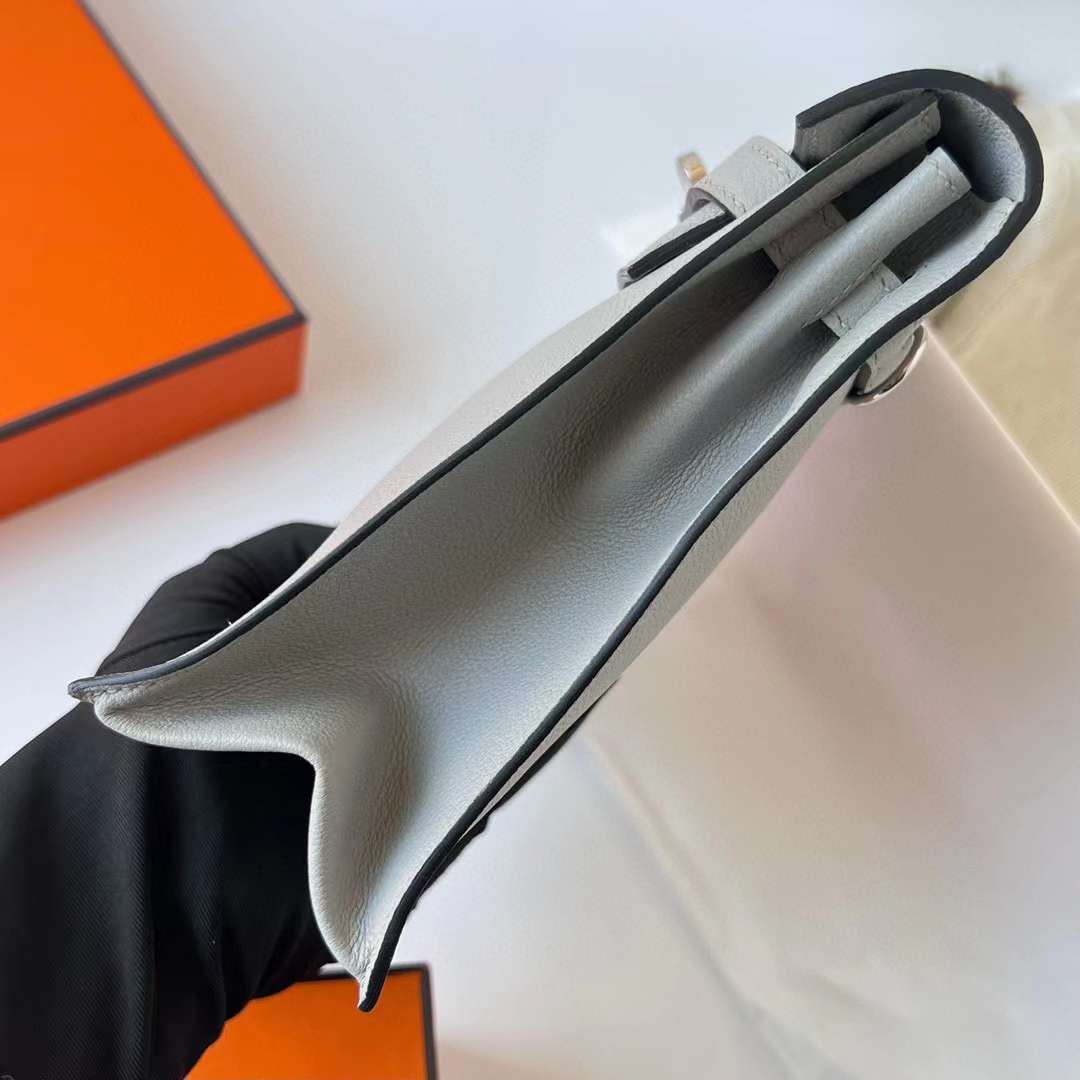 Hermès（爱马仕） Kelly danse 跳舞包 Evercolor 8U 冰川蓝 银扣 22cm 全手工蜡线缝 Phw