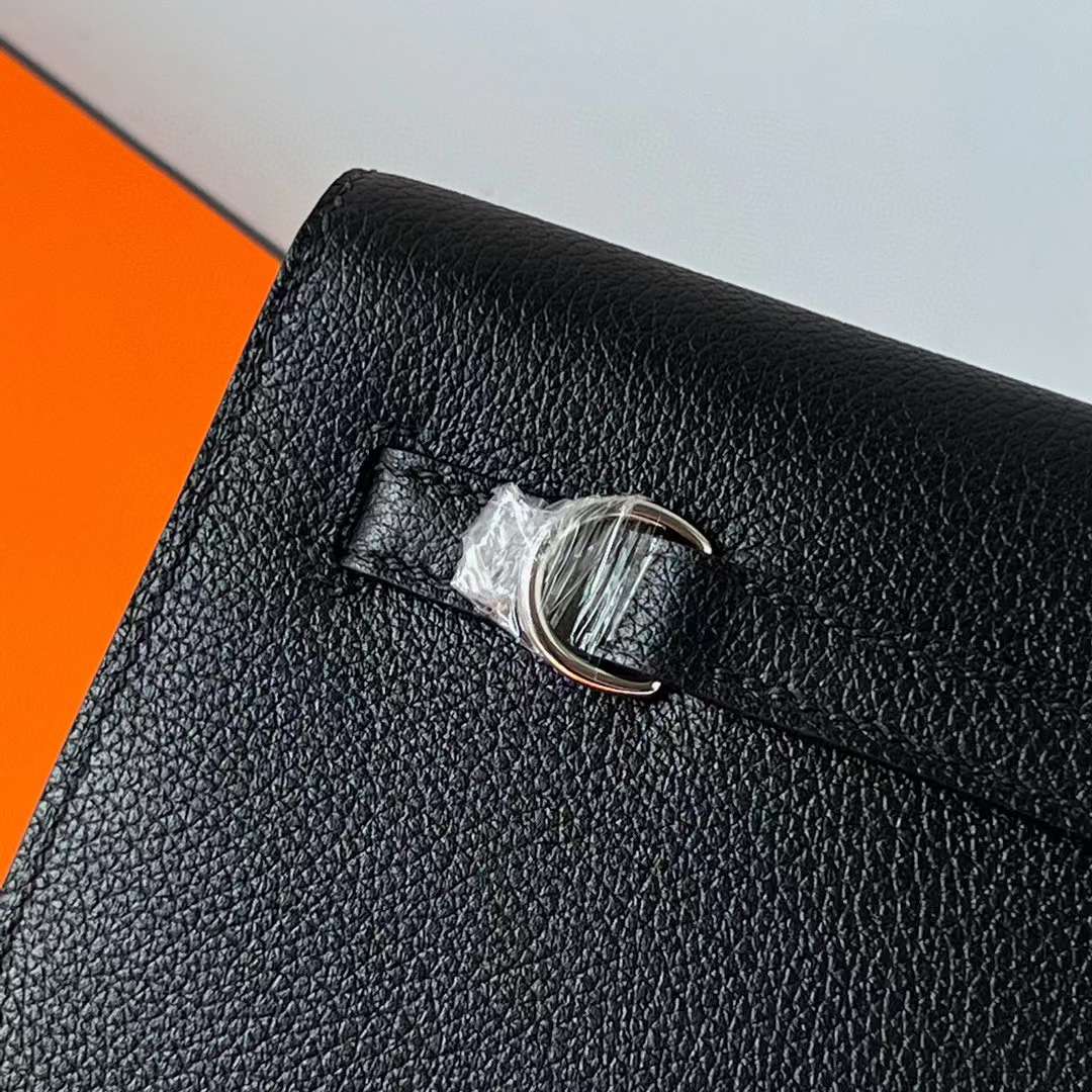 Hermès（爱马仕） Kelly danse 跳舞包 Evercolor Ck89 黑色 银扣 22cm 全手工蜡线缝 Phw