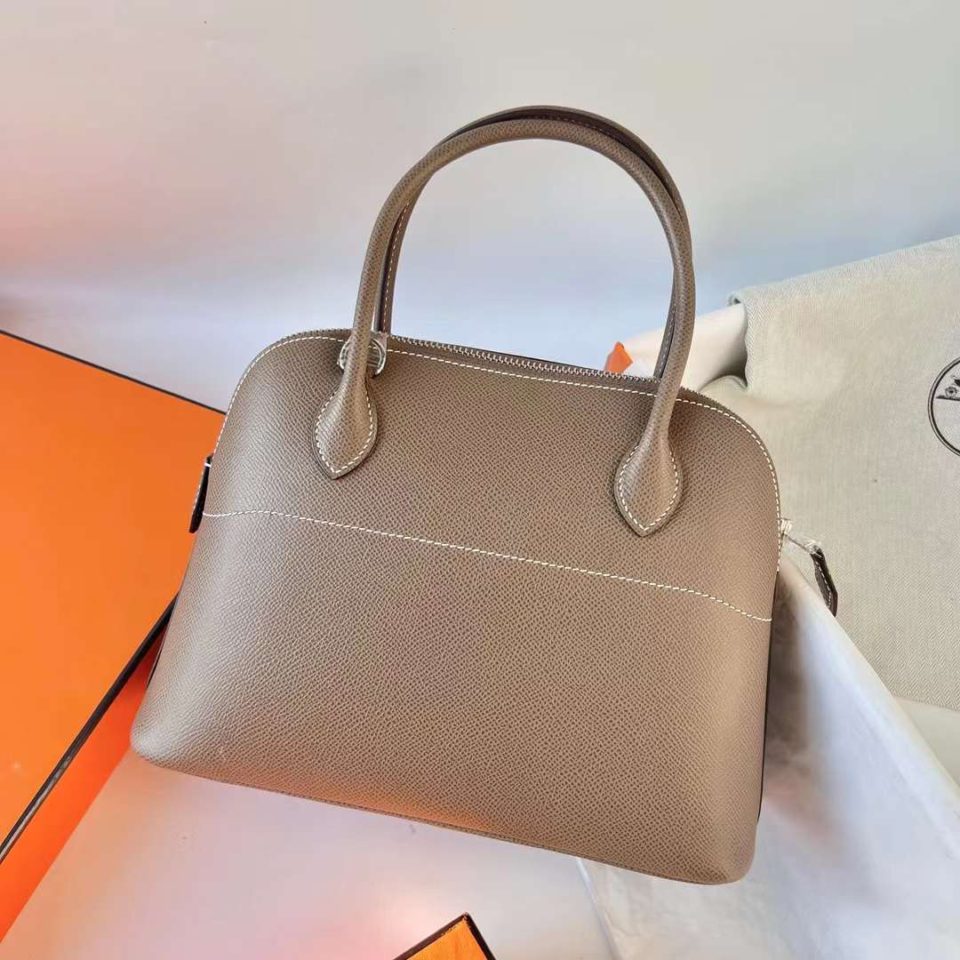 Hermès（爱马仕）Bolide 保龄球包 Epsom Ck18 大象灰 银扣 25cm 全手工蜡线缝 Phw
