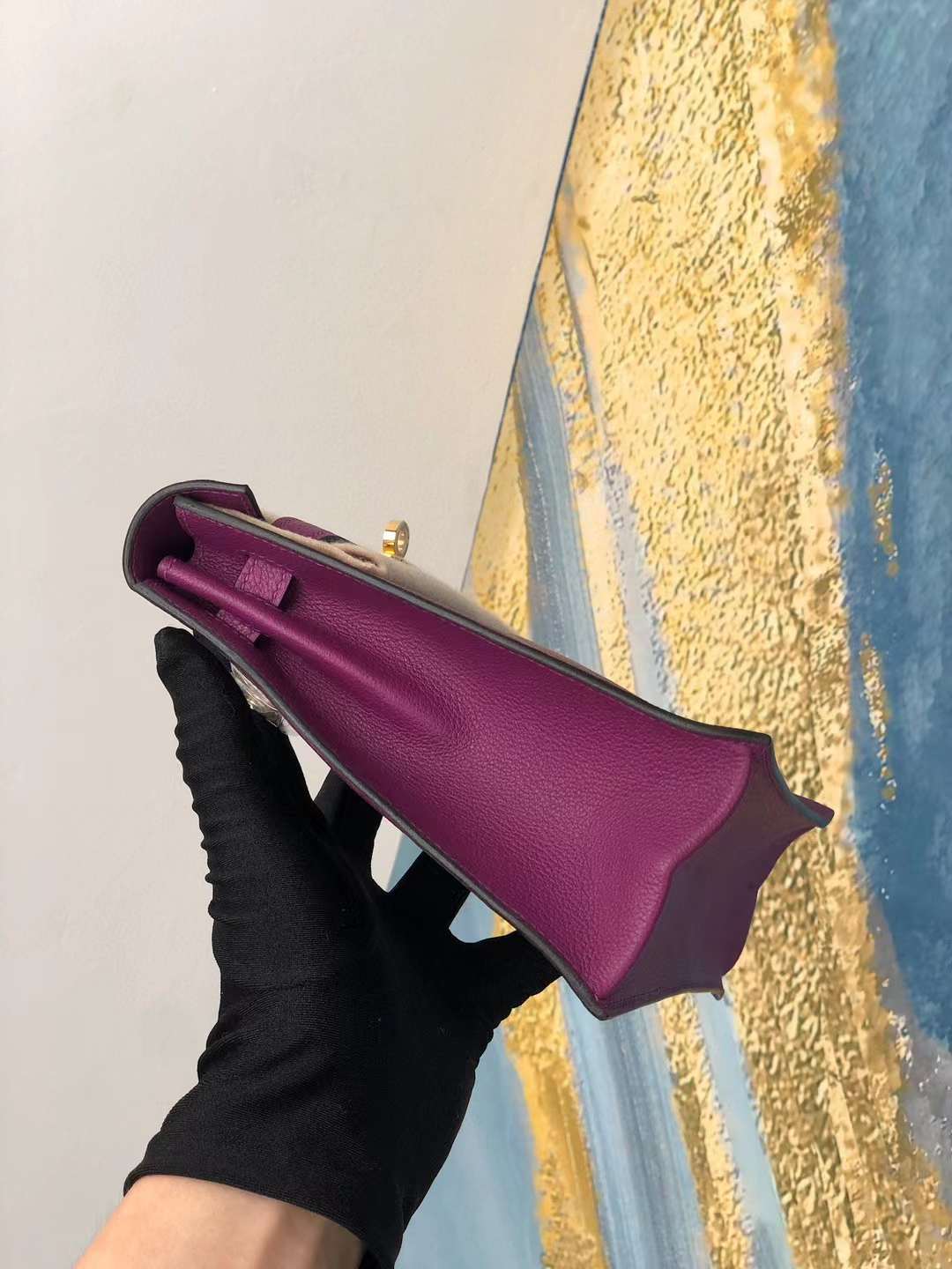 Hermès（爱马仕） Kelly danse 跳舞包 Evercolor P9 海葵紫 金扣 22cm 全手工蜡线缝 Ghw