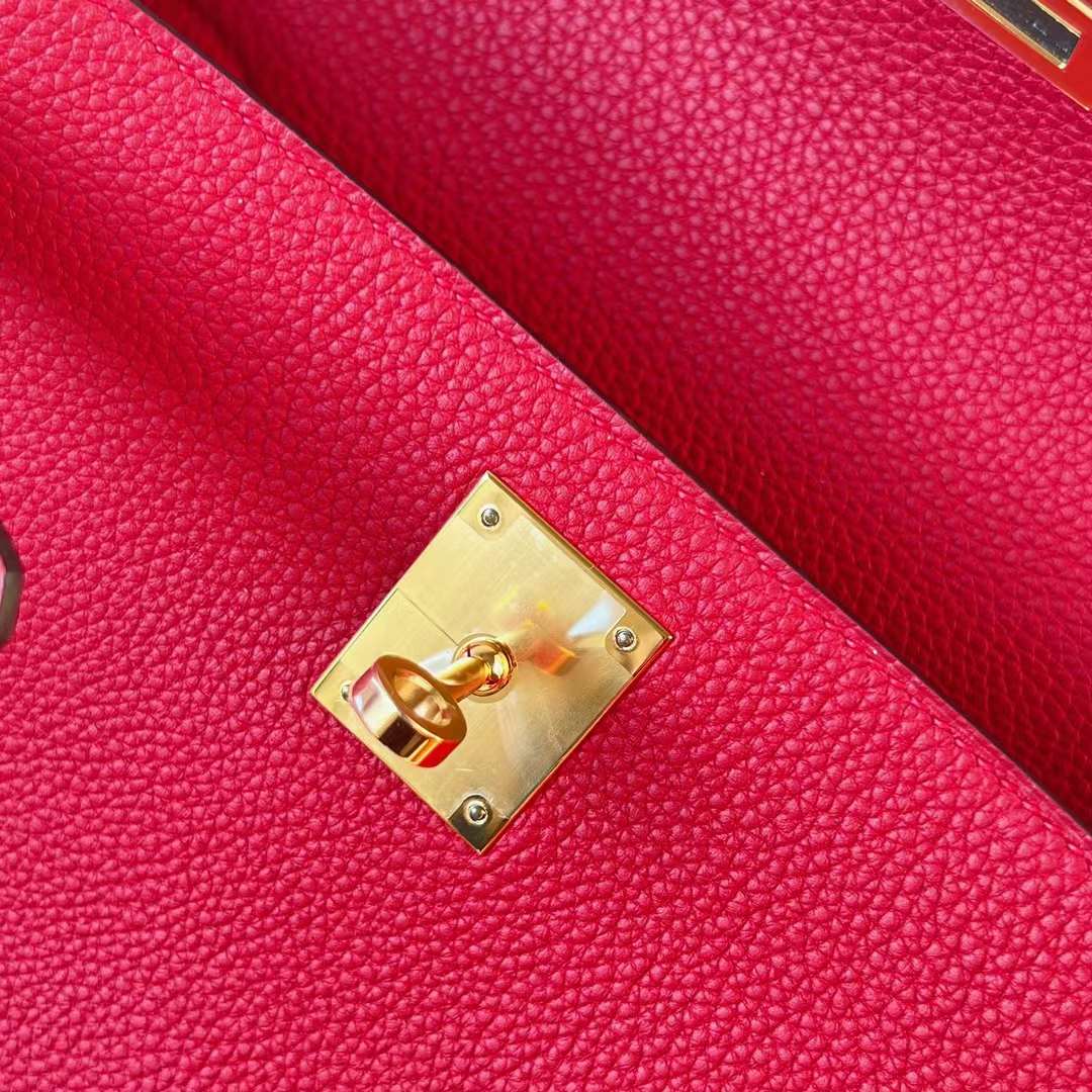 Hermès（爱马仕）Kelly 凯莉包 Togo皮 S3 心红色 金扣 25cm 全手工蜡线缝 Ghw