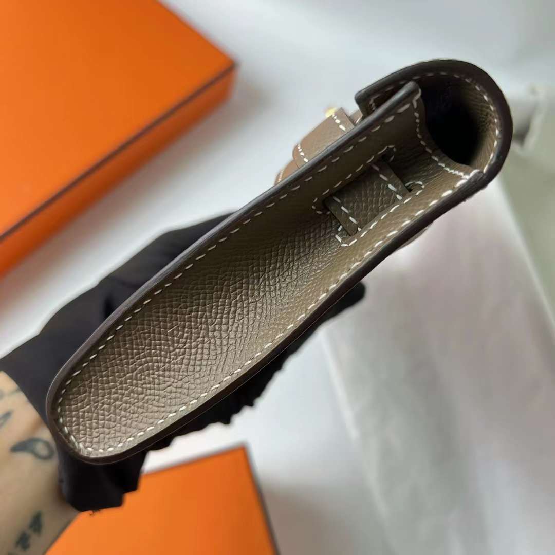 Hermès（爱马仕）Kelly cut 手拿包 Epsom Ck18 大象灰 金扣 31cm 全手工蜡线缝 Ghw