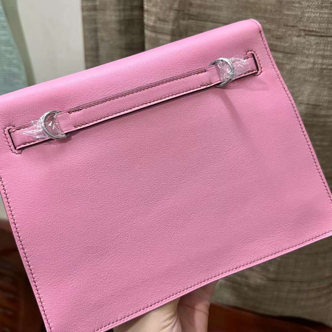 Hermès（爱马仕） Kelly danse 跳舞包 Swift 5P 樱花粉 银扣 22cm 全手工蜡线缝 Phw