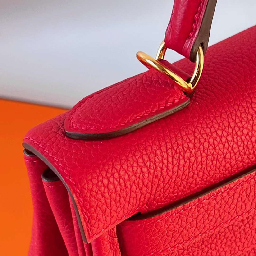 Hermès（爱马仕）Kelly 凯莉包 Togo皮 S3 心红色 金扣 25cm 全手工蜡线缝 Ghw