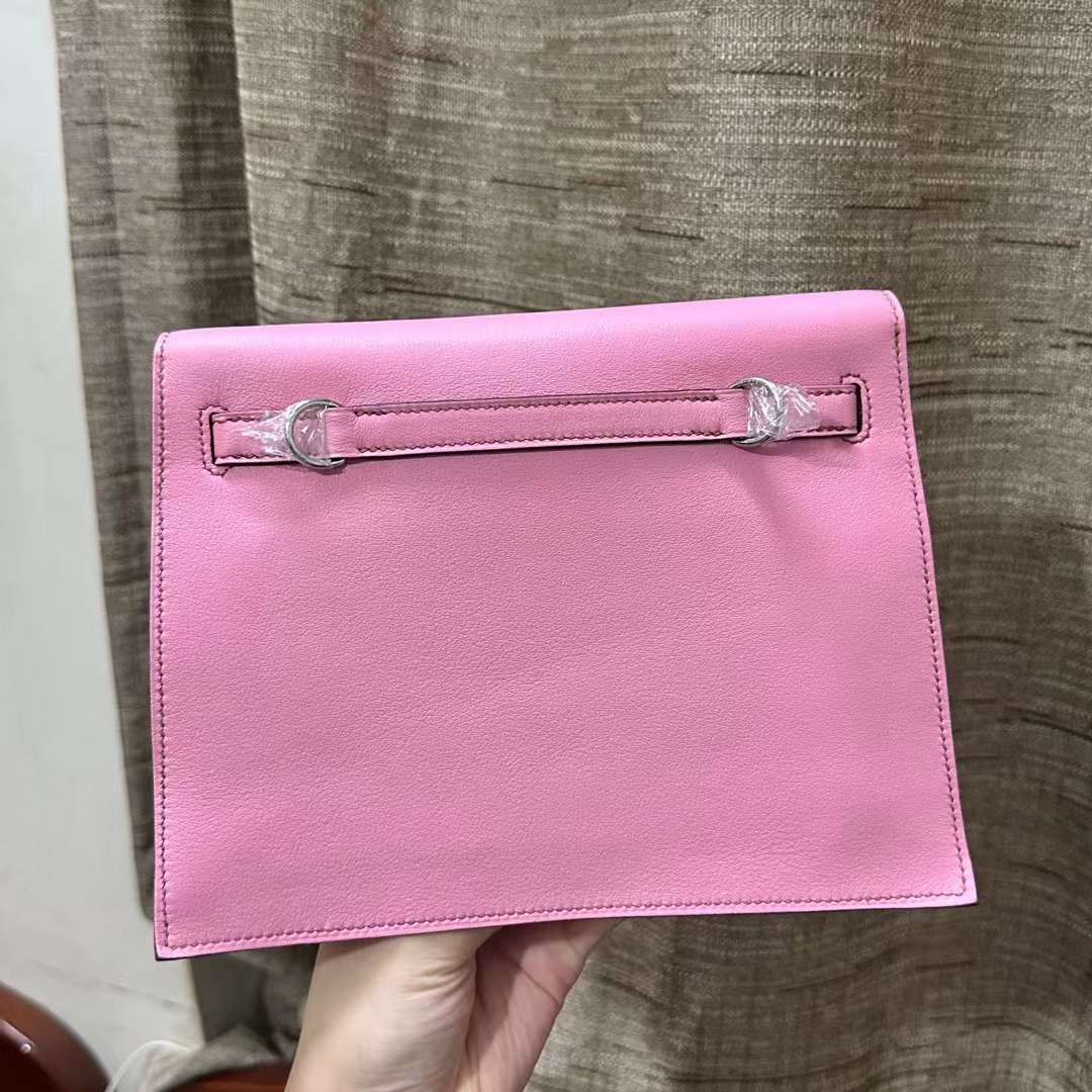 Hermès（爱马仕） Kelly danse 跳舞包 Swift 5P 樱花粉 银扣 22cm 全手工蜡线缝 Phw