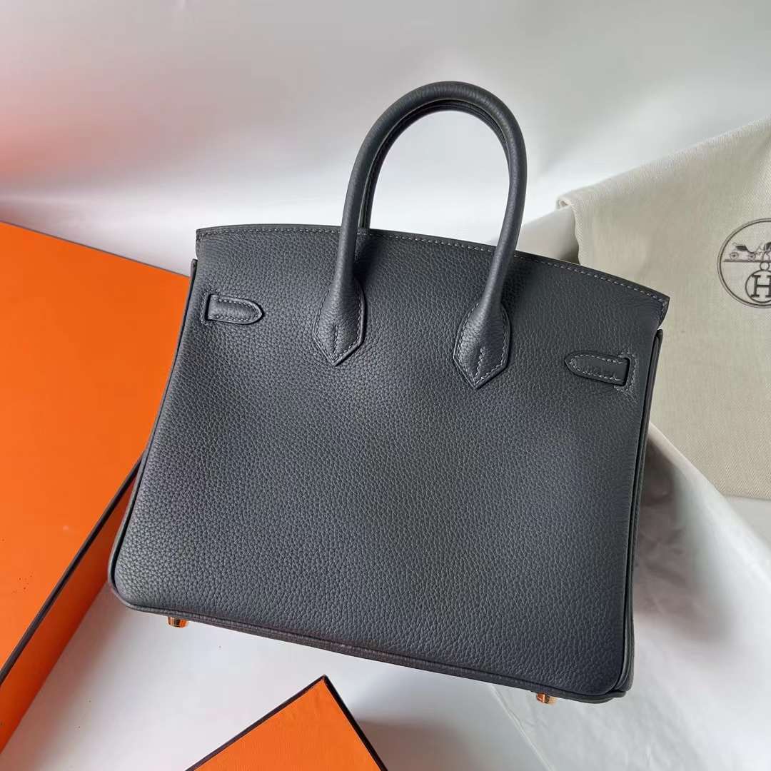 Hermès（爱马仕）Birkin 铂金包 Togo皮 顶级小牛皮 Ck88 石墨灰 金扣 25cm 全手工蜡线缝 Ghw
