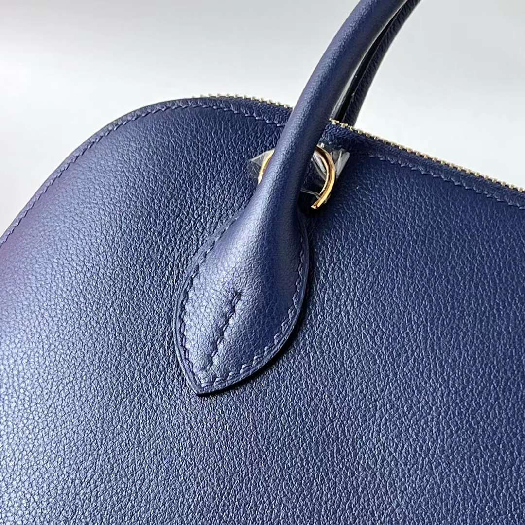 Hermès（爱马仕）Bolide 保龄球包 Evercolor Ck73 宝石蓝 金扣 25cm 全手工蜡线缝 ghw