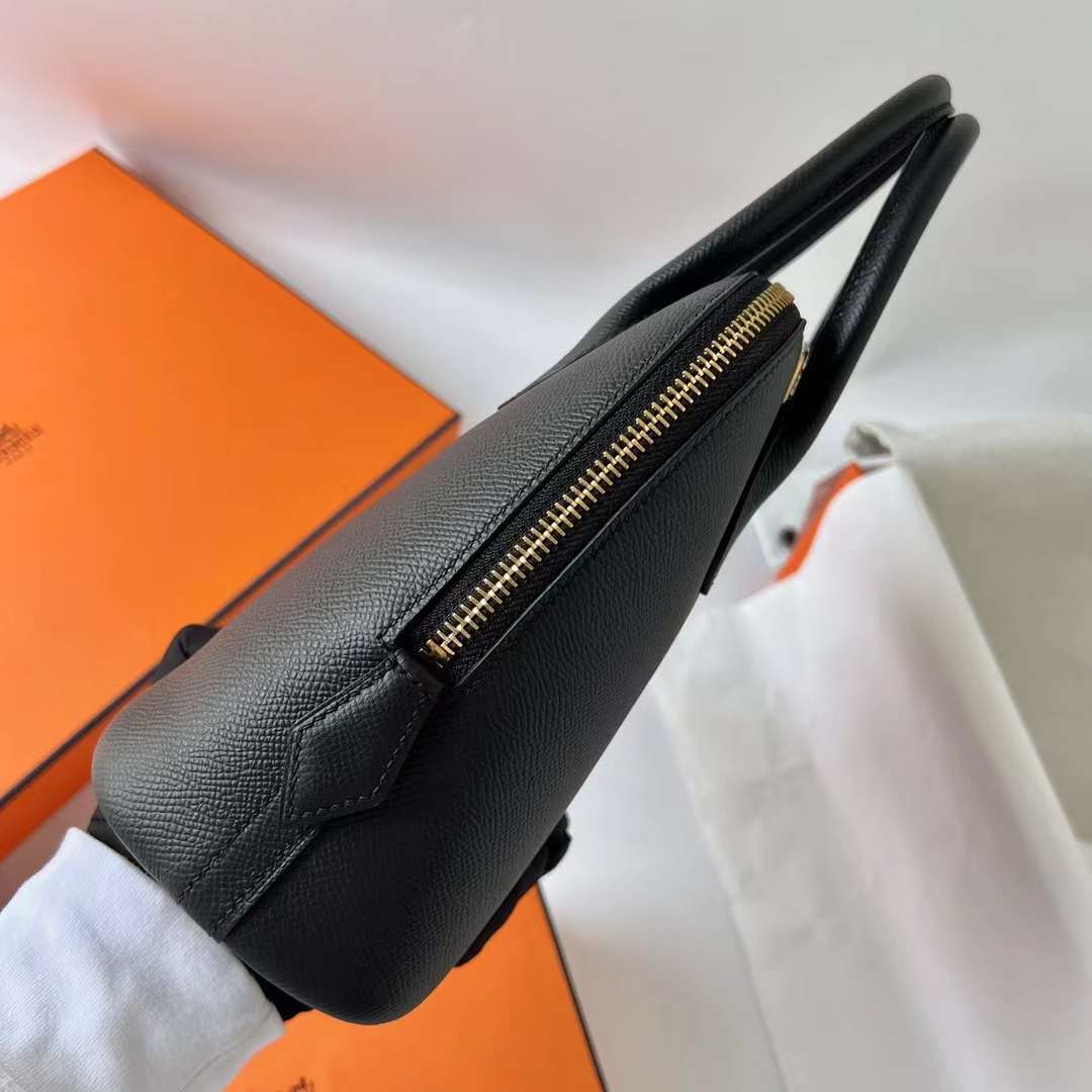 Hermès（爱马仕）Bolide 保龄球包 Epsom ck89 黑色 金扣 25cm 全手工蜡线缝 Ghw