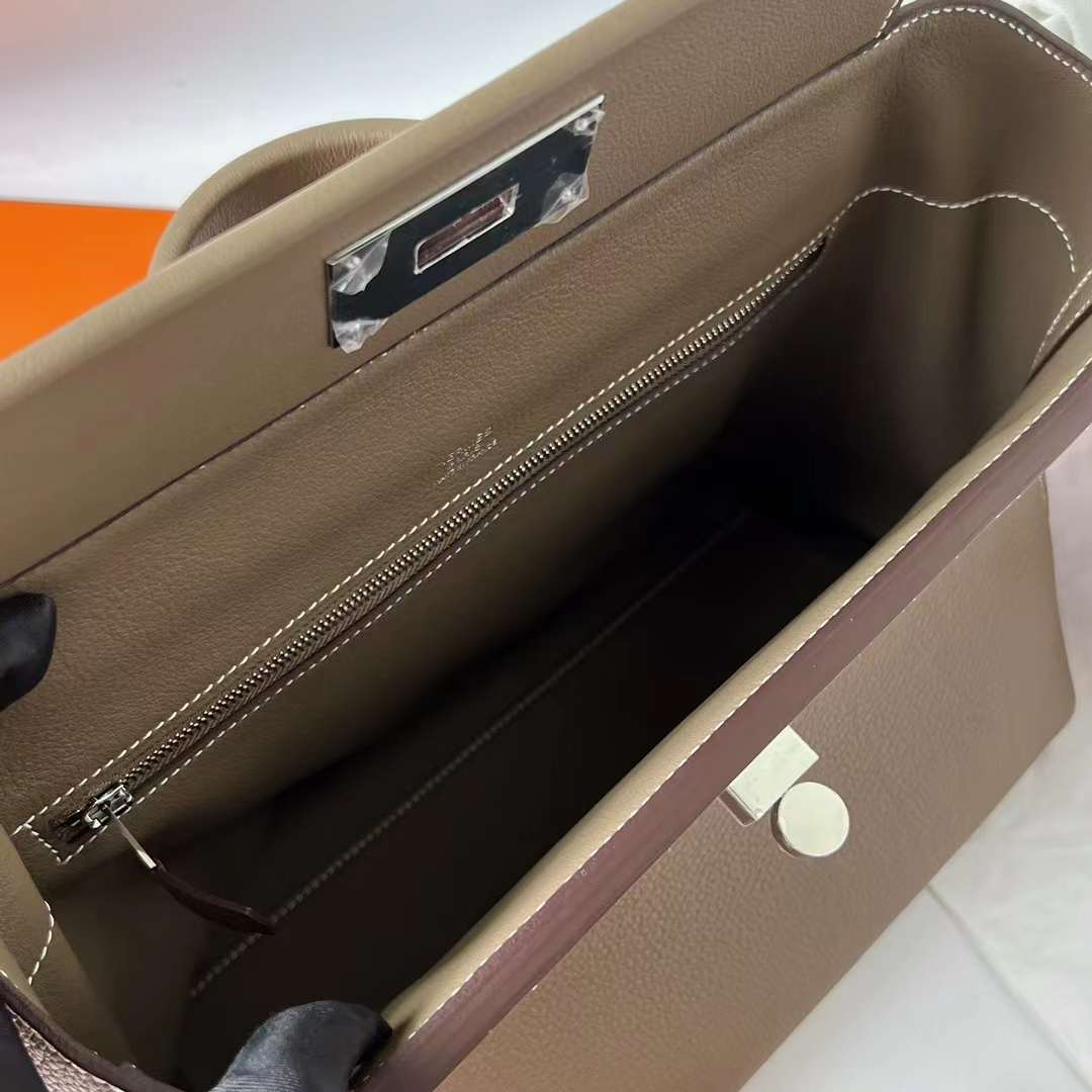 Hermès（爱马仕）Kelly 2424 Maurice 拼 Swift Ck18 大象灰 银扣 29cm 全手工蜡线缝 Phw