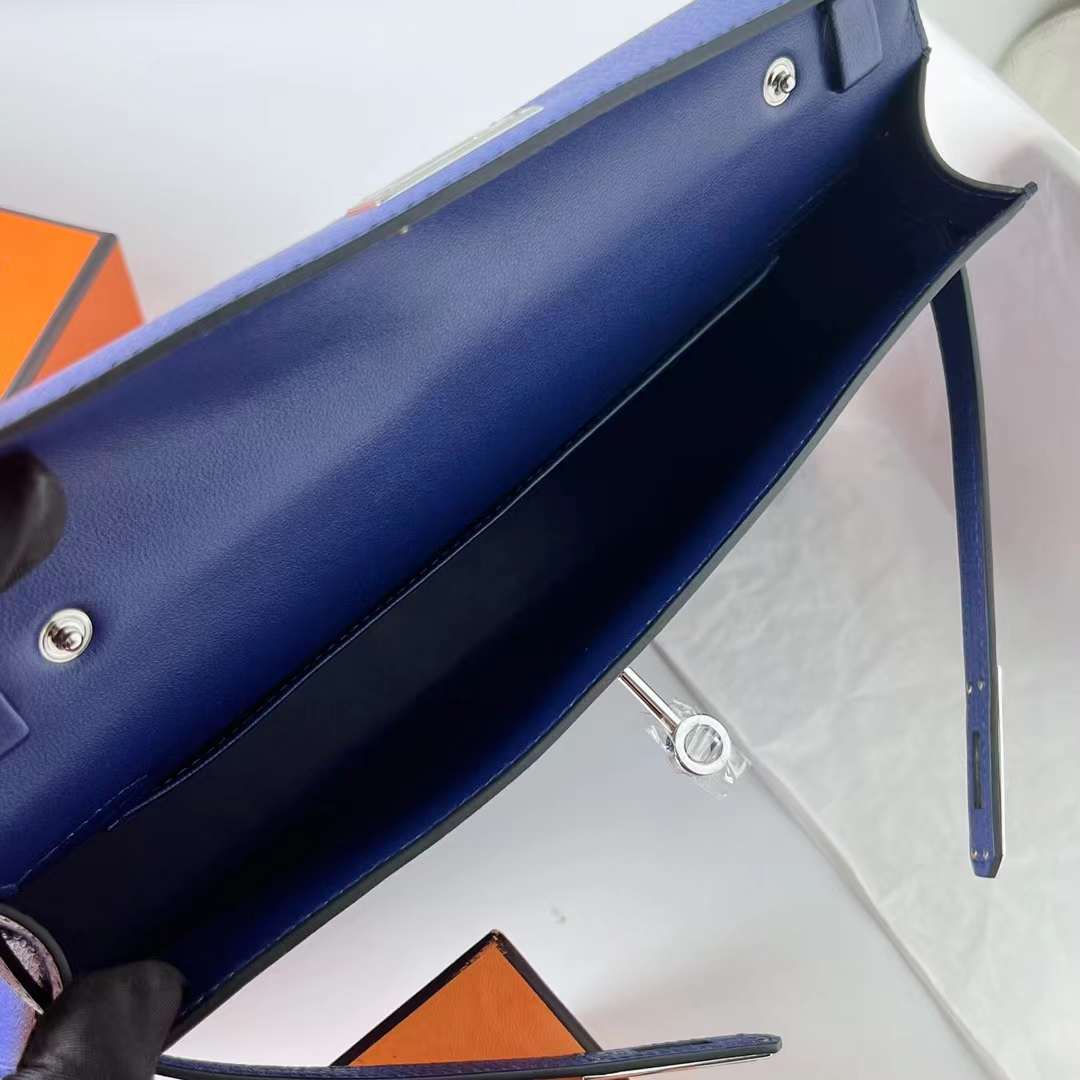Hermès（爱马仕）Kelly elan Chevre 进口山羊皮 Ck73 宝石蓝 银扣 27cm 全手工蜡线缝 Phw