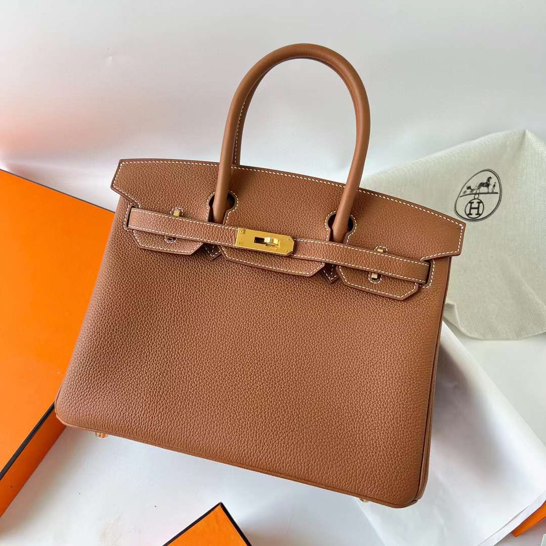 Hermès（爱马仕）Birkin 铂金包 Togo Ck37 金棕色 金扣 30cm 全手工蜡线缝 Ghw