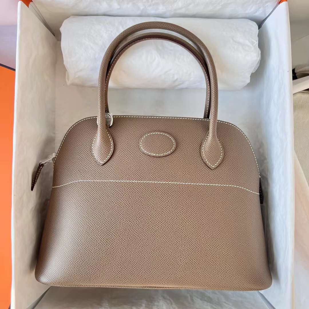 Hermès（爱马仕）Bolide 保龄球包 Epsom Ck18 大象灰 银扣 25cm 全手工蜡线缝 Phw