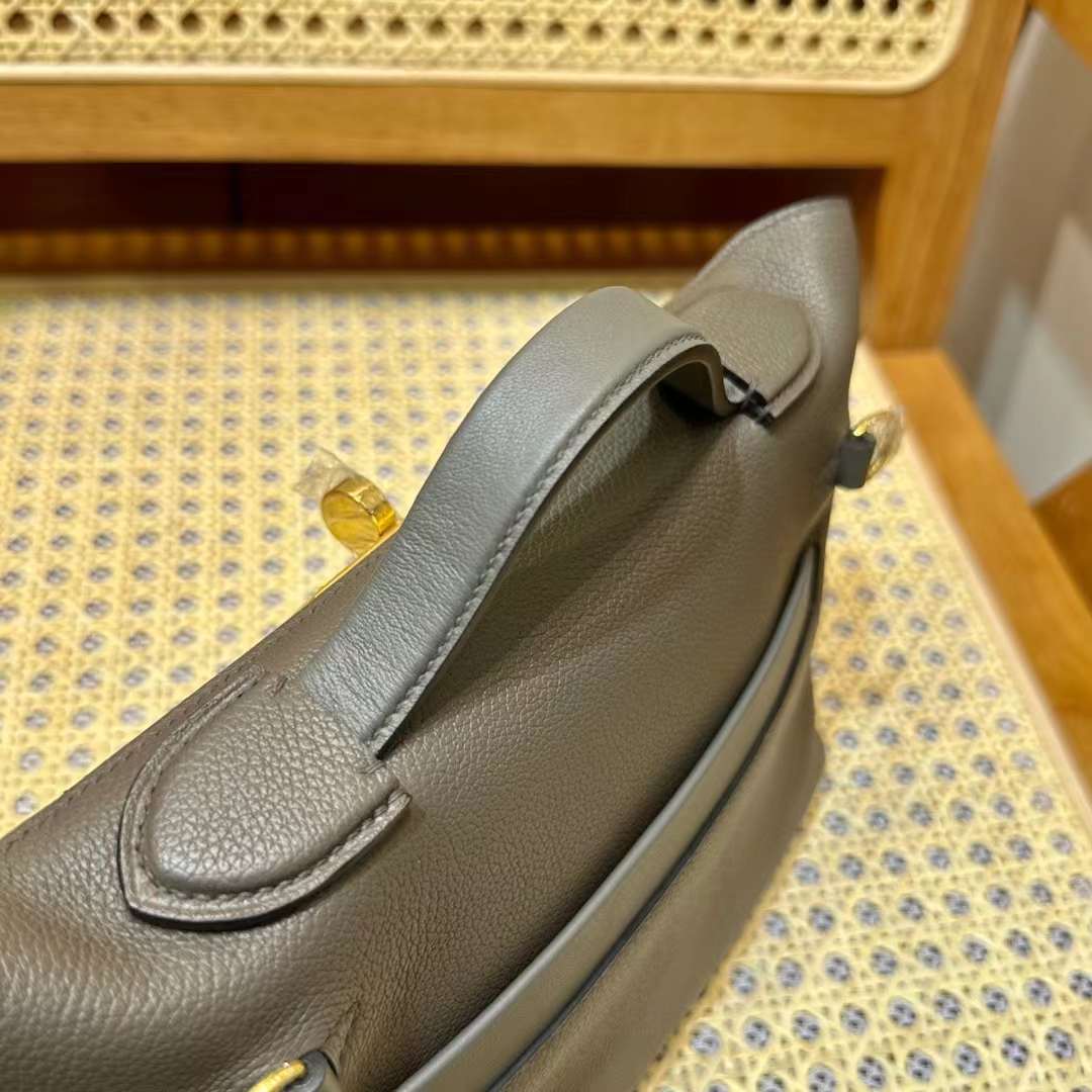 Hermès（爱马仕）Mini kelly 2424 Evercolor & Swift 8F 锡器灰 金扣 21cm 全手工蜡线缝 Ghw