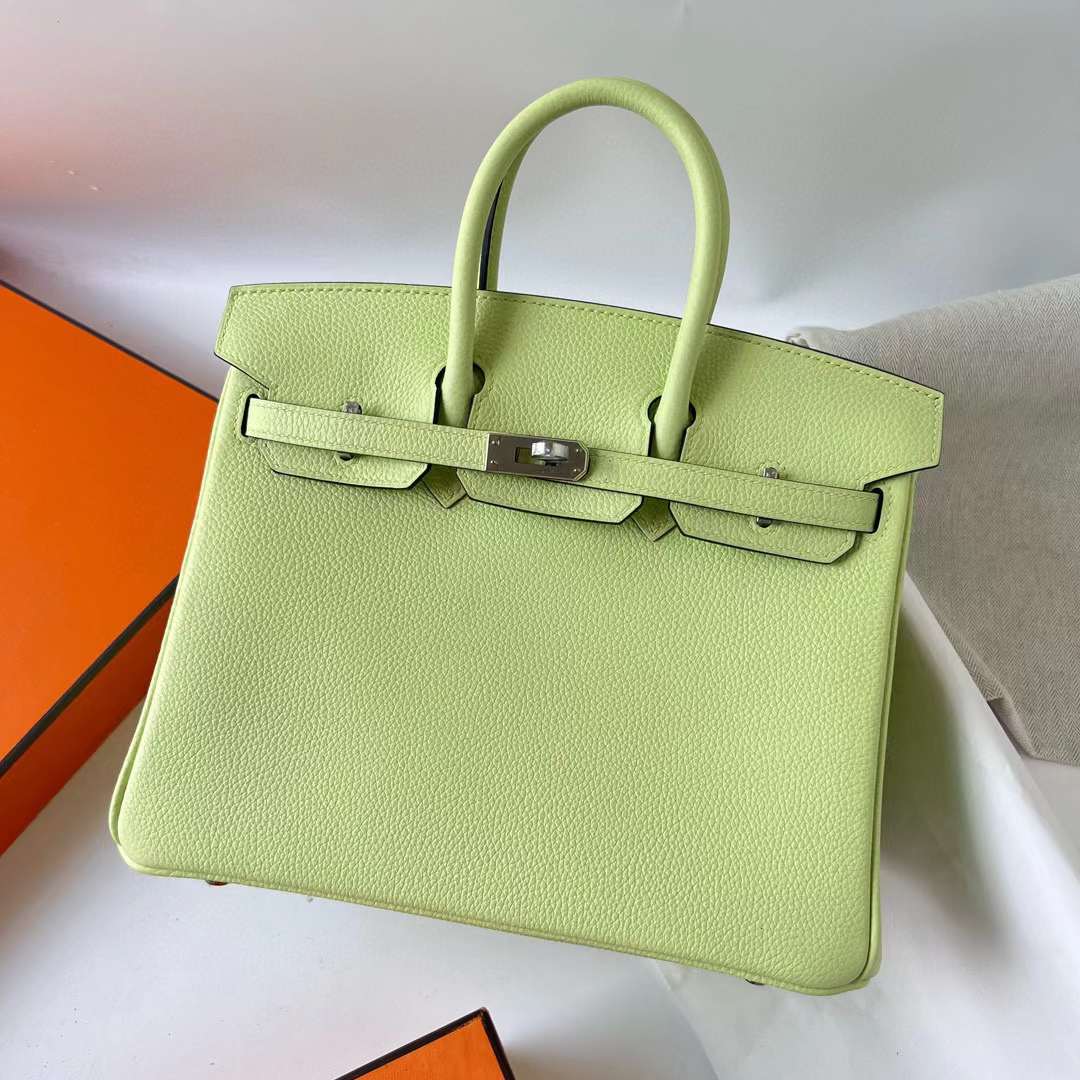 Hermès（爱马仕）Birkin 铂金包 Togo皮 Y6 艾酒绿 银扣 25cm 全手工蜡线缝 Phw