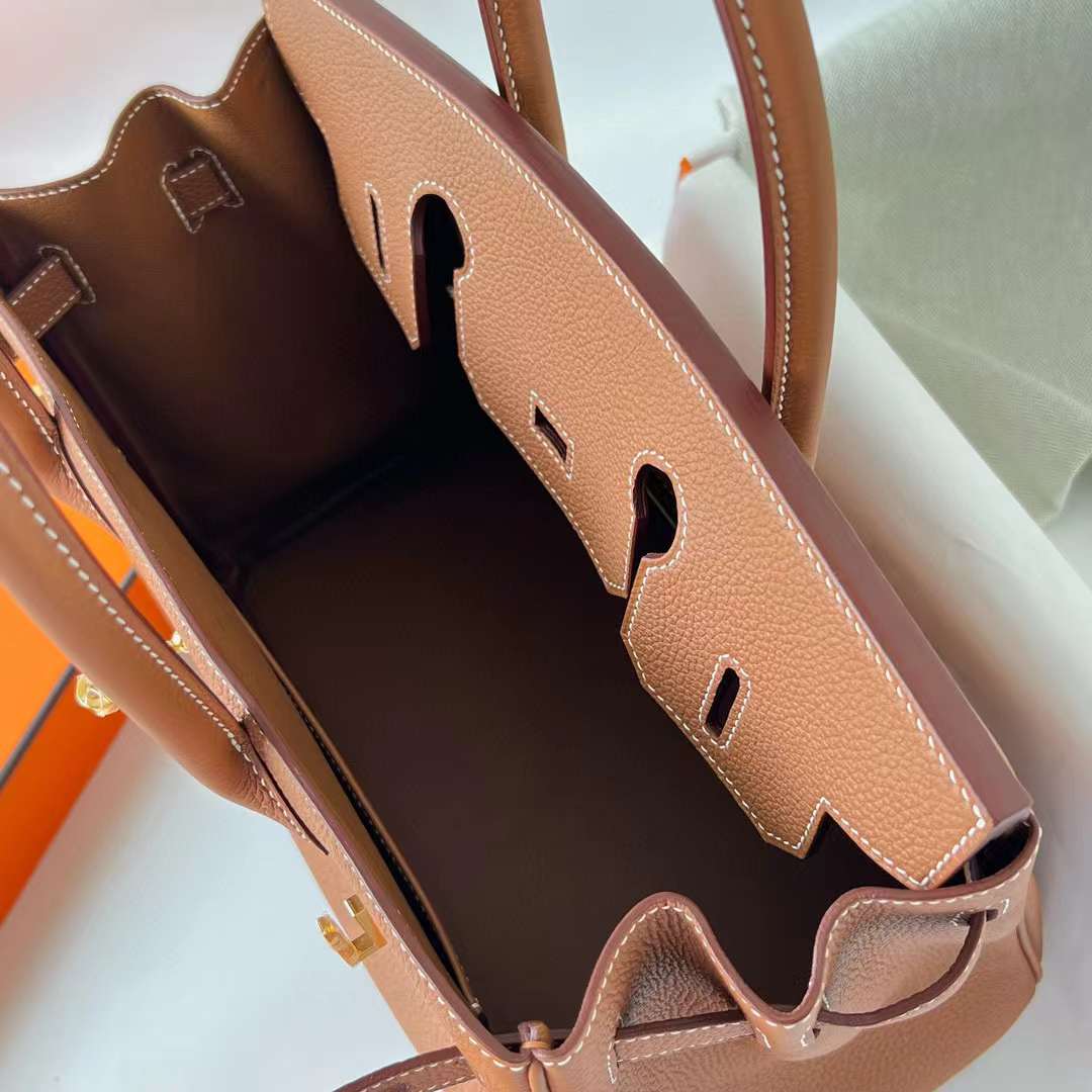 Hermès（爱马仕）Birkin 铂金包 Togo Ck37 金棕色 金扣 30cm 全手工蜡线缝 Ghw