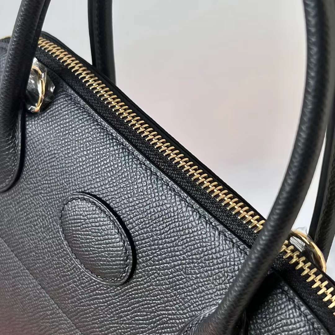 Hermès（爱马仕）Bolide 保龄球包 Epsom Ck89 黑色 金扣 27cm 全手工蜡线缝 Ghw