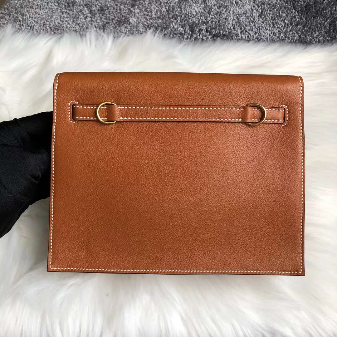 Hermès（爱马仕） Kelly danse 跳舞包 Evercolor Ck37 金棕色 金扣 22cm 全手工蜡线缝 Ghw